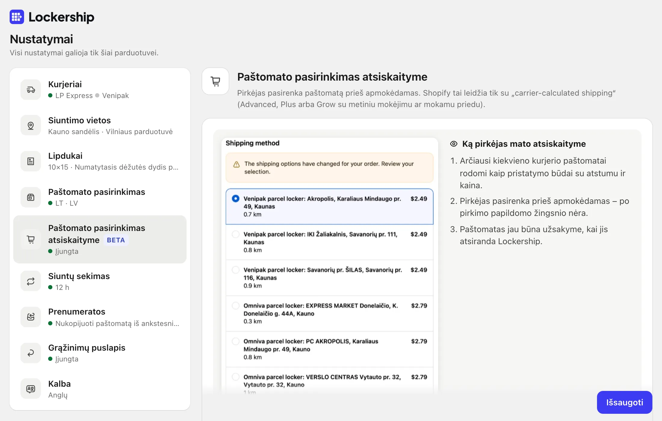 Įjunkite ir nustatykite kainas