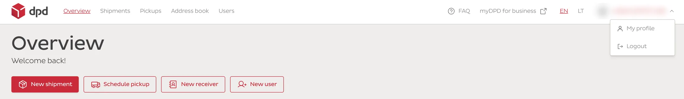 Log in to the DPD portal