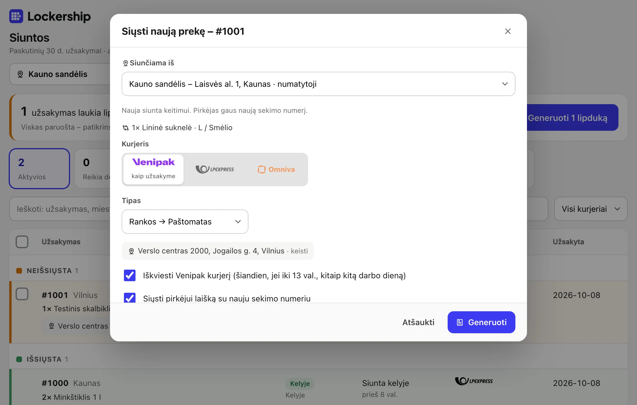 Gaukite seną ir išsiųskite naują