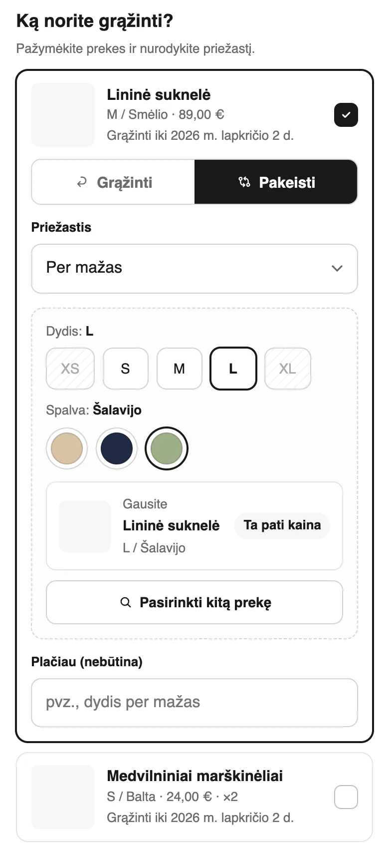Pirkėjas pasirenka