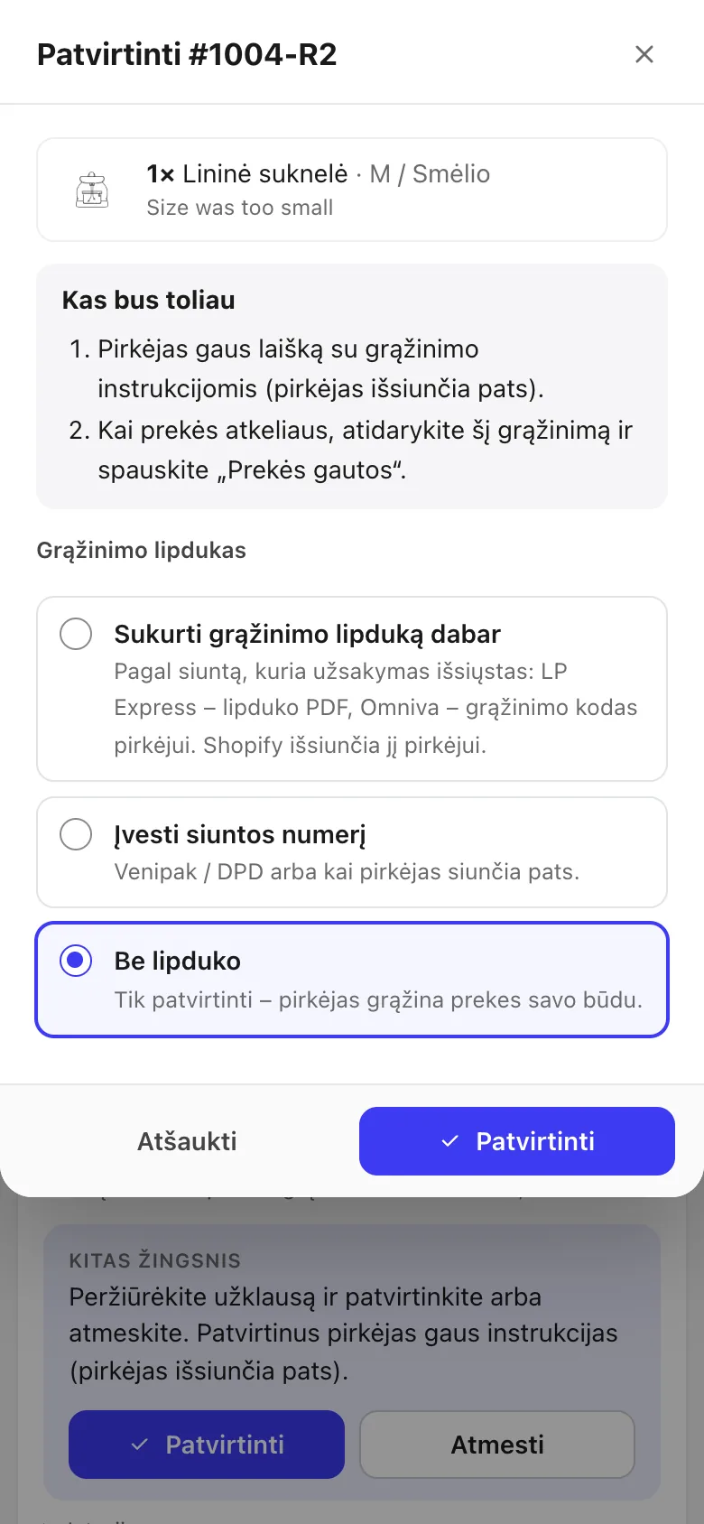 Sutvarkykite pirmą užklausą