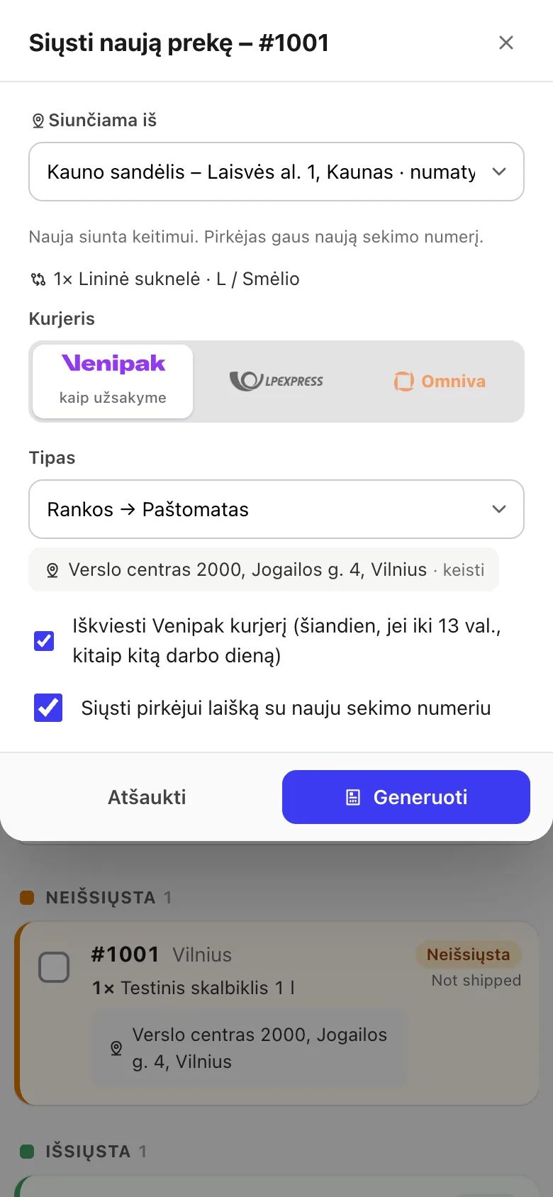 Gaukite seną ir išsiųskite naują